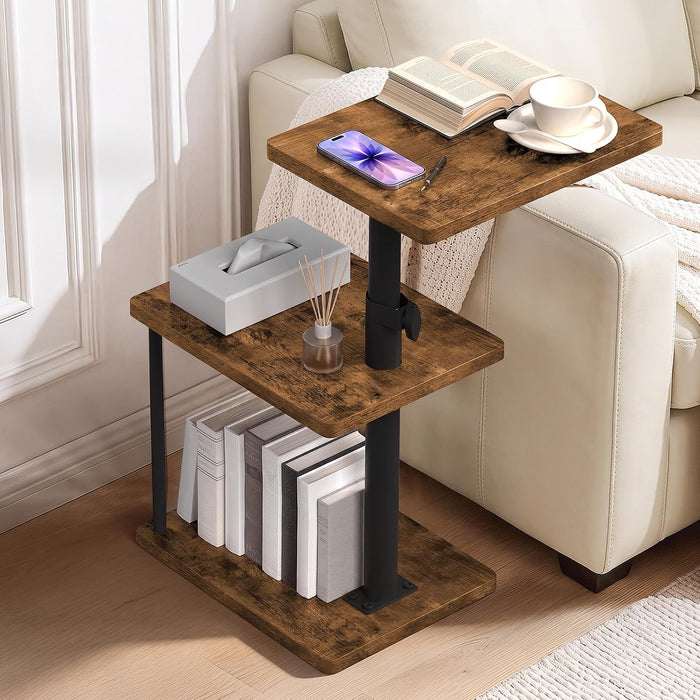 GRLEAF 360° Swivel End Table Adjustable Height Side Table, 3-Tier