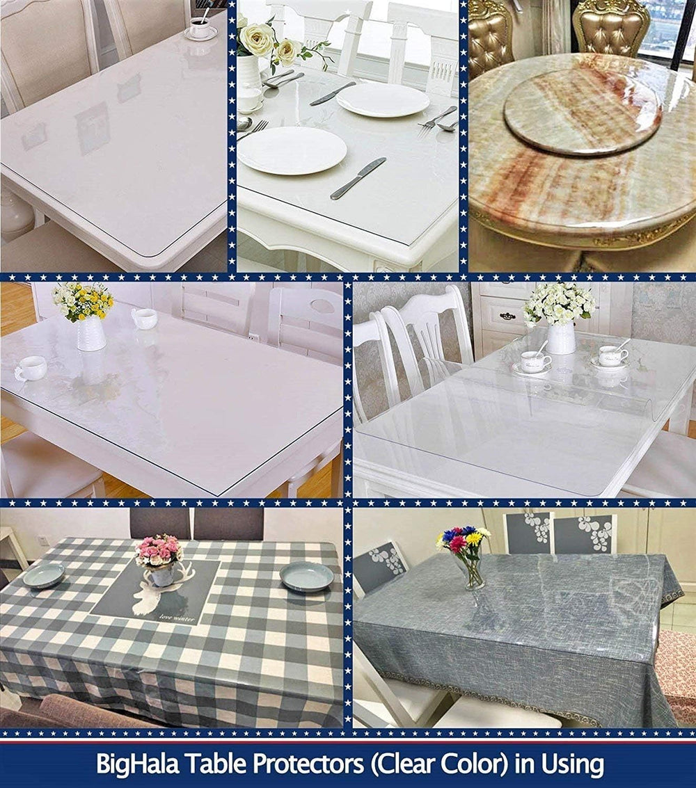 Wood Furniture Table Protector Clear Plastic Wipeable Tablecloth Eco Thick Pr...