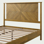 Bme Vivian 14 Inch Deluxe Bed Frame with Headboard, Rustic & Scandinavian Style with Solid Acacia Wood, No Box Spring Needed, 12 Strong Wood Slat Support, Easy Assembly, Queen, Rustic Seadrift