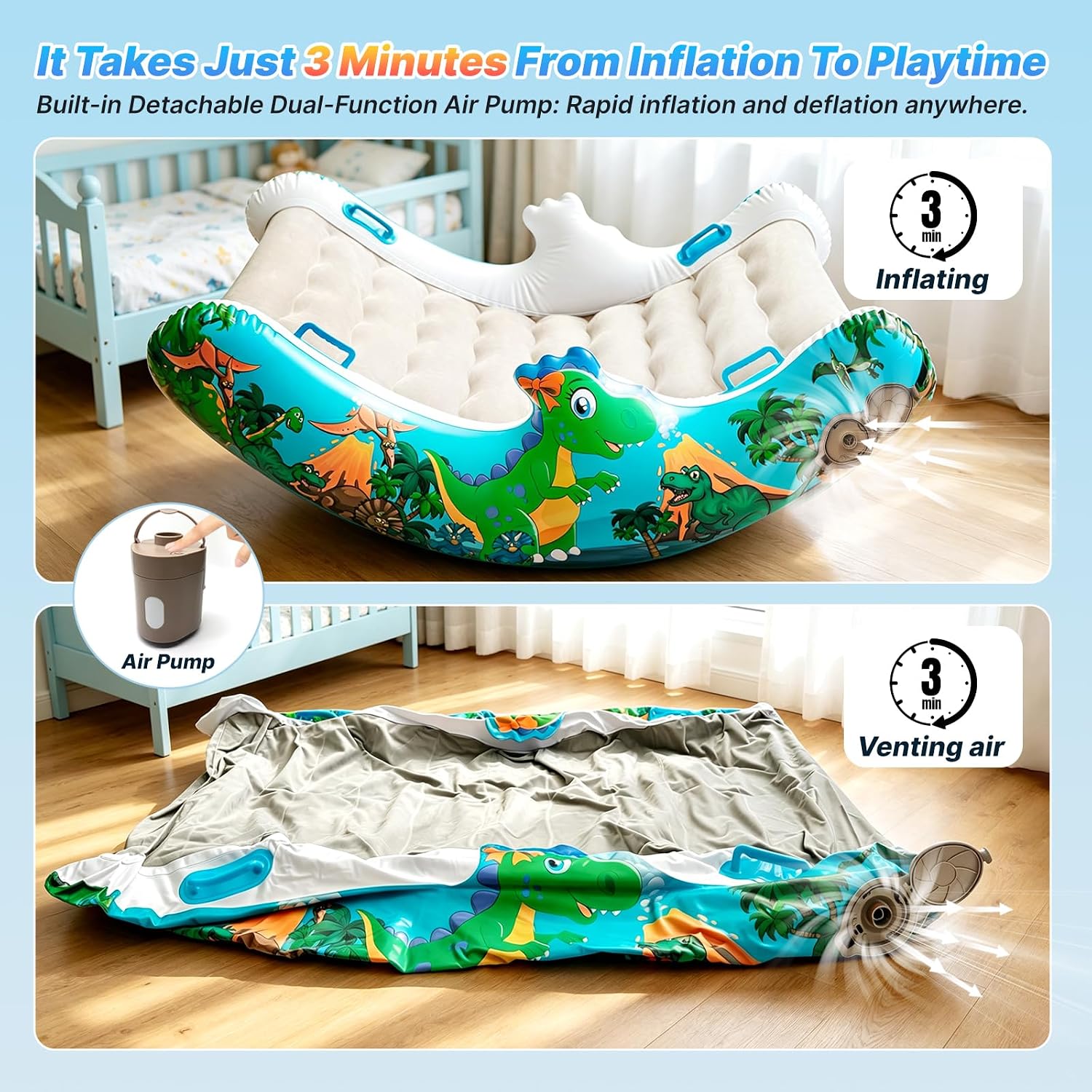 Sensory Inflatable Rocking Chair-Toddler Inflatable Rocking Chair for Sensory Needs, ADHD & Calming, Built in dual function air pump, Autism Sensory Products for Sensory Room, Ideal Gift for BoysGirls