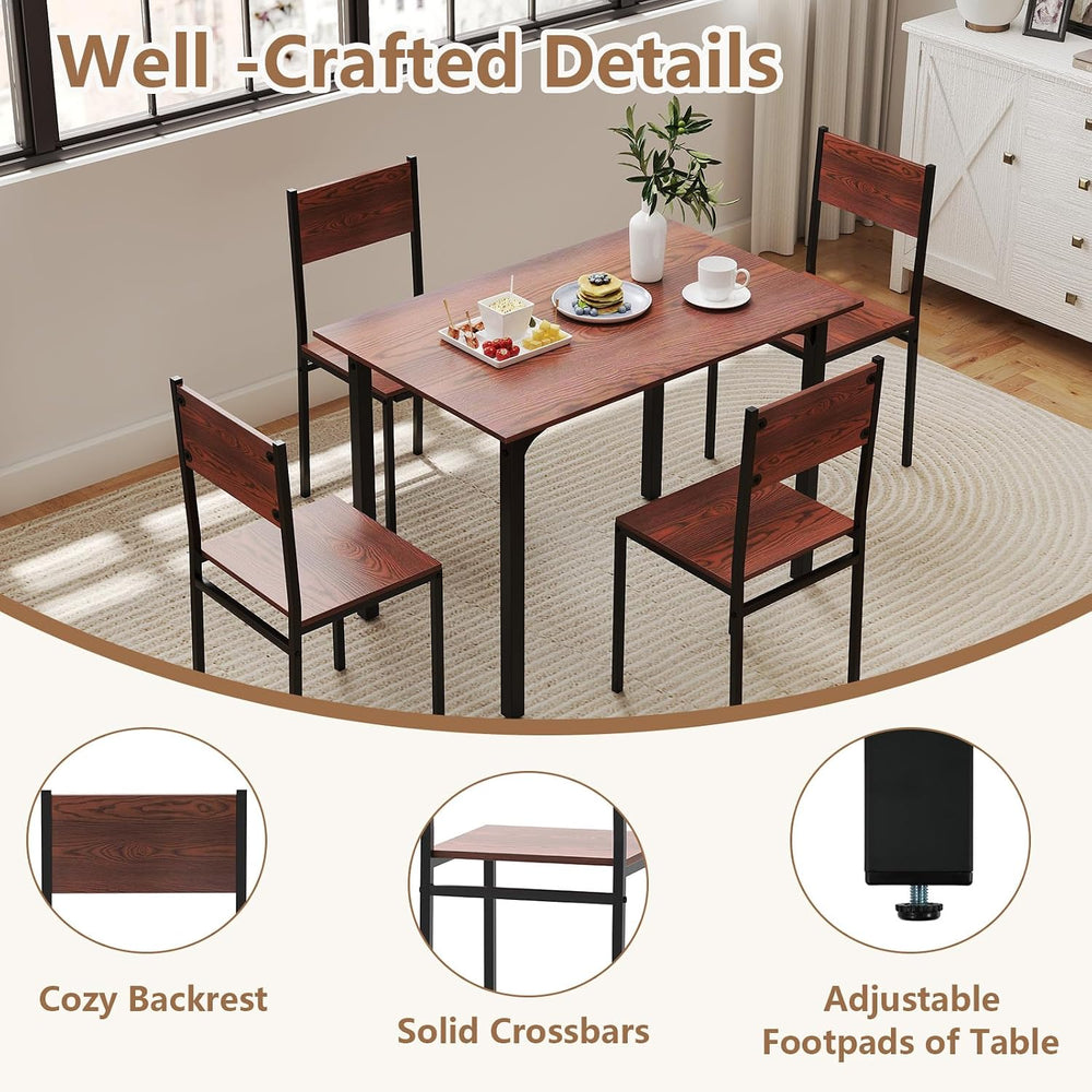 GOFLAME 5-Piece Dining Table Set, Industrial Kitchen Table and Chairs for 4 w...
