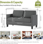 STHOUYN Comfy Loveseat Sofa Small Grey Couch, Small Love Seat Bedroom, Mid Century Modern Couches Living Room Dorm Office, 2 Seater Couch Deep Seat Sofas, 57”W (Dark Grey (Loveseat))