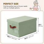GRANNY SAYS Storage Basket with Lid, Linen Fabric Storage Bins with Label, Decorative Storage Boxes, Clothes Storage and Organization, Memory Keepsake Box, 3-Pack, Green