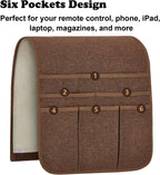 Remote Control Holder Armchair Caddy for Recliner Couch, Non-Slip Armrest Organizer with 5 Pockets for Magazine, Tablet, Phone, iPad (Brown)