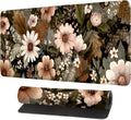 Vintage Beige Floral Mouse Pad – Large Extended Desk Mat 31.5 x 11.8 in– Neutral Retro Botanical Design, Non-Slip Rubber Base, Waterproof Surface, Oversized Keyboard & Mouse Pad for Office or Home