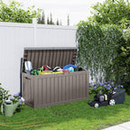 90 Gallon Resin Deck Box, Lockable Patio Outdoor Storage Box for Furniture, Garden Tools and Tools Storage, Waterproof Outside Storage Boxes - Grey