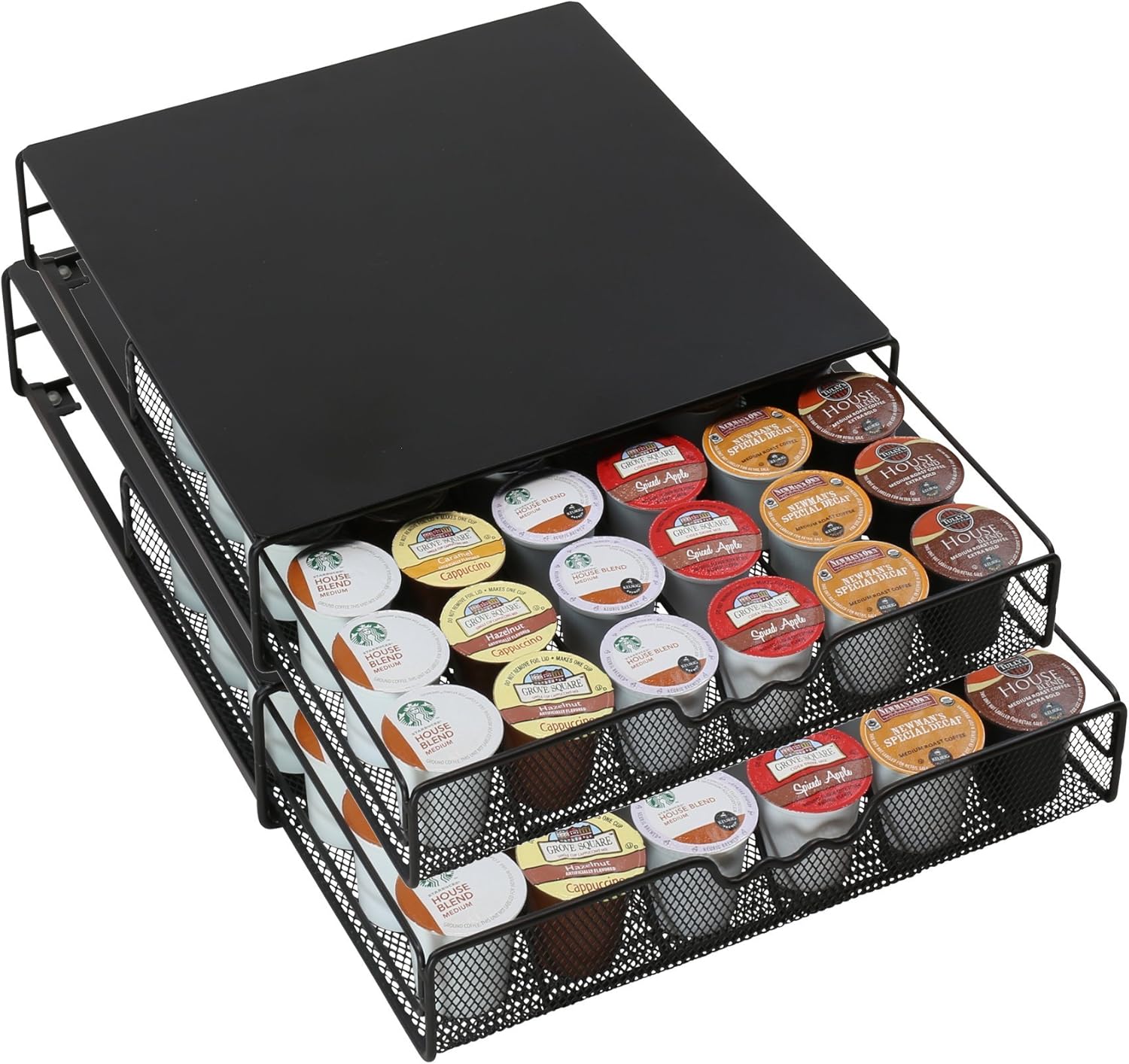 DecoBrothers K-Cup Holder Drawer for 36 Coffee Pods Storage, Black