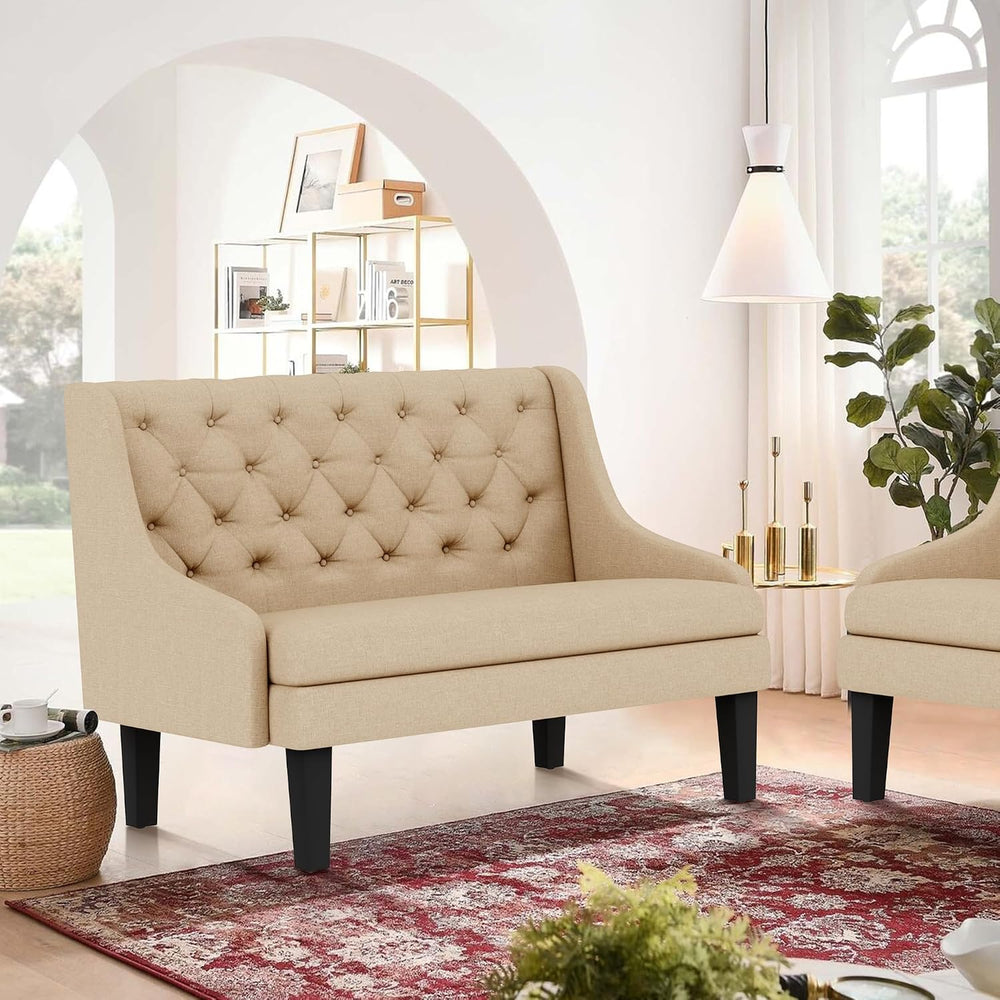 Settee Bench with Back Small Loveseat for Banquette Dining Room Living Room E...
