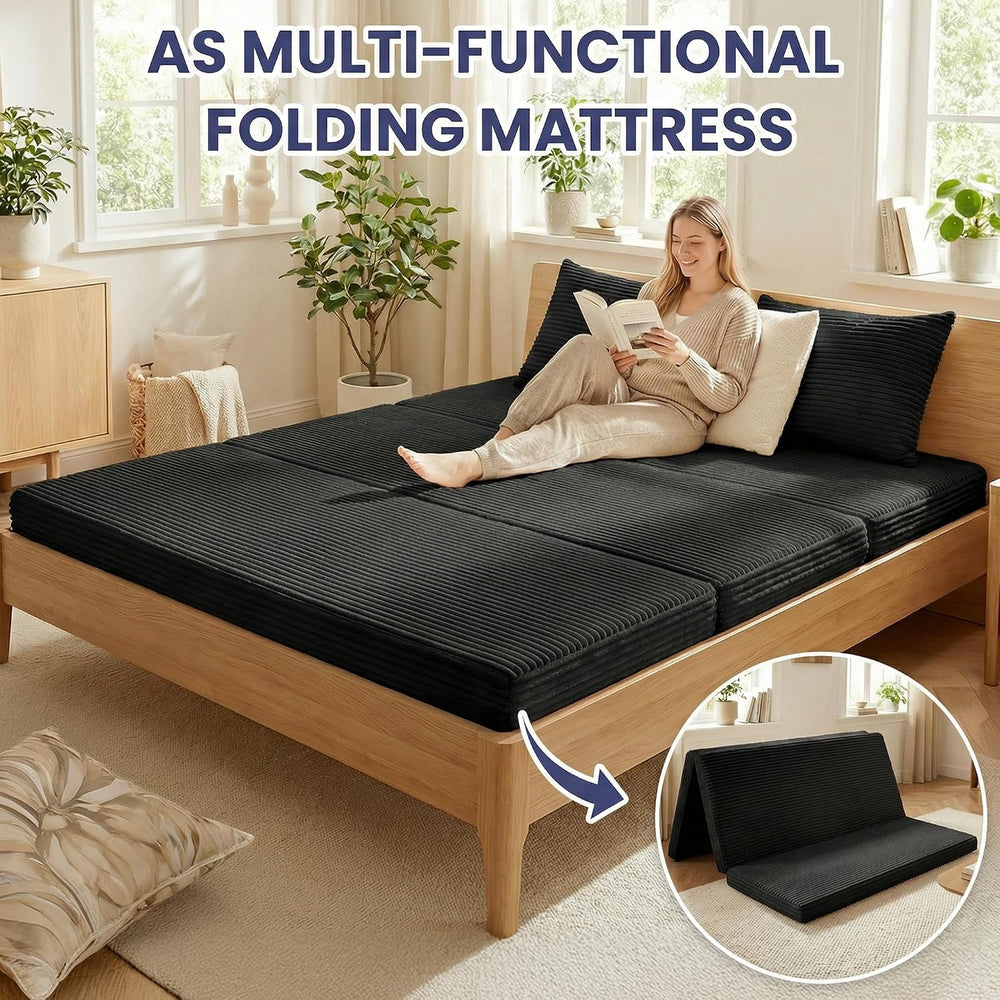 Convertible Sofa Bed, 4-in-1 Loveseat with Removable Armrests Backrest, Cordu...