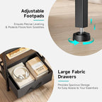Night Stand Bedside Charger Bedroom - Nightstand with Charging Station & LED Light Strip, Night Stand with Storage Shelf & 3 Fabric Drawers, Morden End Table with U-S-B Ports & AC Outlets
