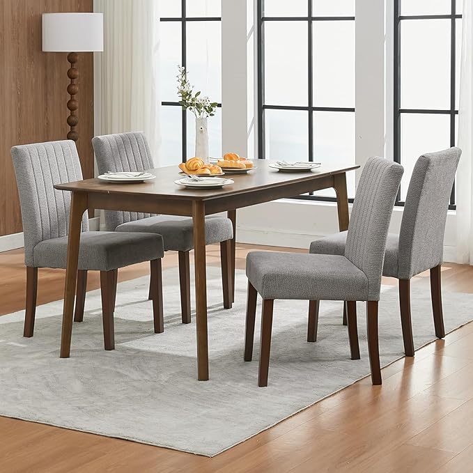 Dining Chairs Set of 4, Upholstered Modern Fabric Kitchen Side Chairs with St...
