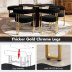 Hyfirm Set of 4 Modern Black Boucle Dining Chairs with Gold Metal Legs, Mid Century Accent Upholstered Barrel Armchairs with Open-Back for Kitchen, Dining Room, Living Room, Apartment