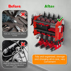 Power Tool Organizer Wall Mount with Charging Station, Drill Holder, Adjustable Layers, Heavy Duty Garage Tool Organizer Storage with 8 Outlet Power Strip, Christmas Gifts for Men, Dad, Husband