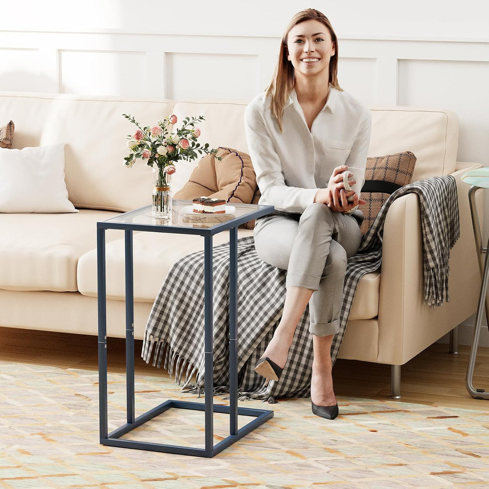 Easy Paws C Table End Table Set of 2, Glass Couch Side Table, Tempered Glass ...