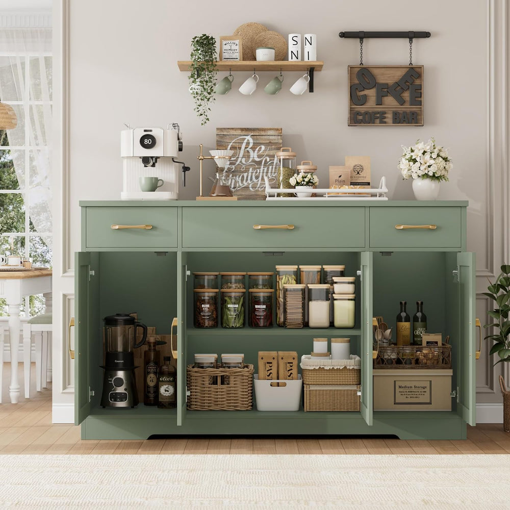 HOSTACK Buffet Sideboard Cabinet with Drawers, 55" Large Buffet Storage ...