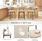 COLAMY Counter Height Bar Stools Set of 2, Kitchen Bar Stools with Back, Mid Century Modern Upholstered, with Wood Legs for Kitchen Island Dining Room, Beige