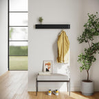 Kazai. Wall-Mounted Coat Rack 'Toke' - Modern Design Coat Rack with Hidden Wall Hooks - Solid Wood Veneer Panel Coat Hanger - Oak, Black