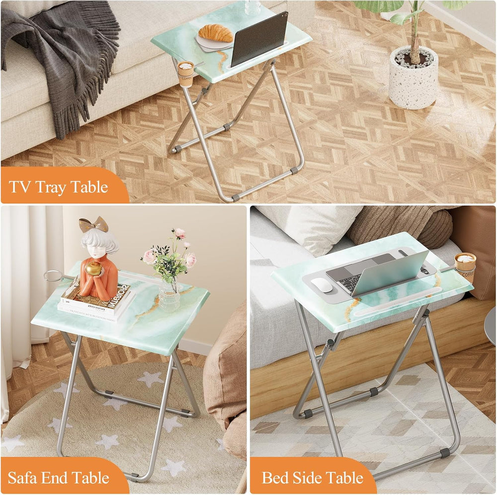 TV Trays Table Set of 4 Portable Folding TV Tray Table TV Dinner Tray with St...