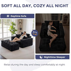MAXYOYO Modular Sectional Chaise Lounge Sofa, Upholstered Lounge Chair with Ottoman, Comfy Couch with Layered Cushion, Tufted Upholstered Sleeper Chair for Living Room, No Assembly, Black