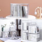 Attelite Clear Purse Organizer for Closet, Plastic Handbag Storage Organizer 4 Pack Clear Acrylic Display Case with Magnetic Door for Wallet, Book, Cosmetic, Clutch Organization