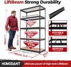 HOMEDANT 5-Tier Laminated Boltless Heavy Duty Metal Shelving Unit Adjustable Garage Storage Utility Rack Shelves Organization Multipurpose Shelf Warehouse Industrial (10, (L) 39.8" W, Black)