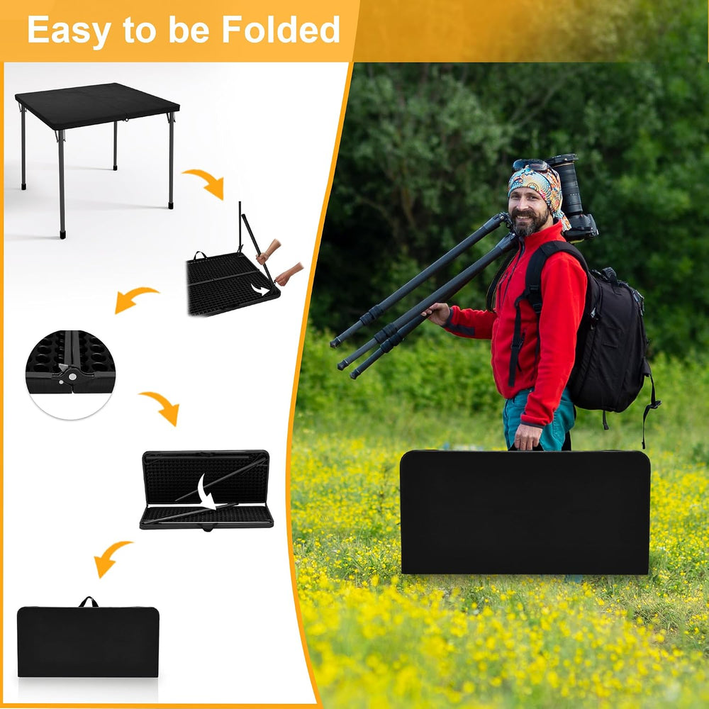 Kasunpul 34" Folding Table, Portable Square Folding Card Table with Coll...