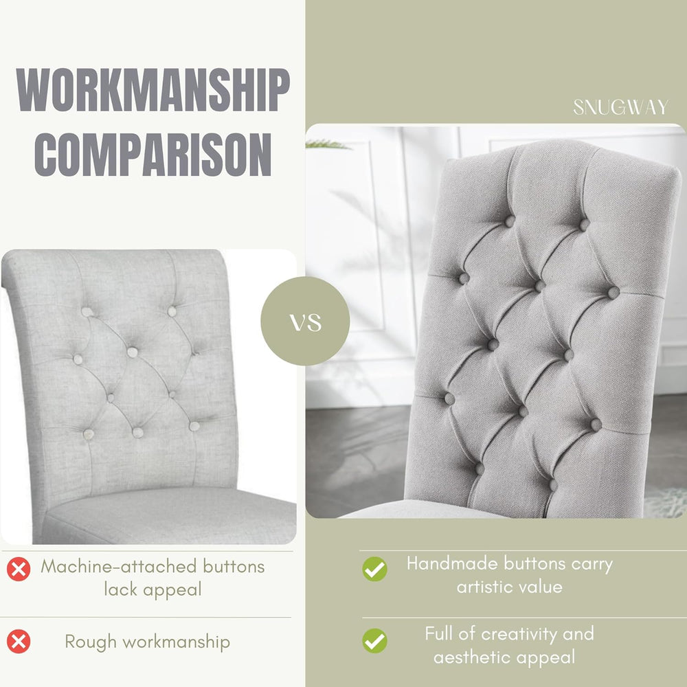 Tufted Upholstered Parsons Dining Chair Set Fabric Diner Accent Stylish Moder...