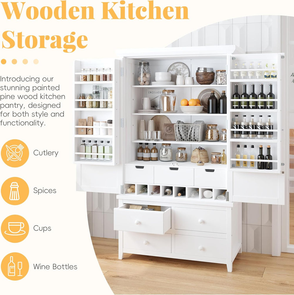 Mirightone 71'' Kitchen Pantry Storage Cabinet, Freestanding Cupboard...