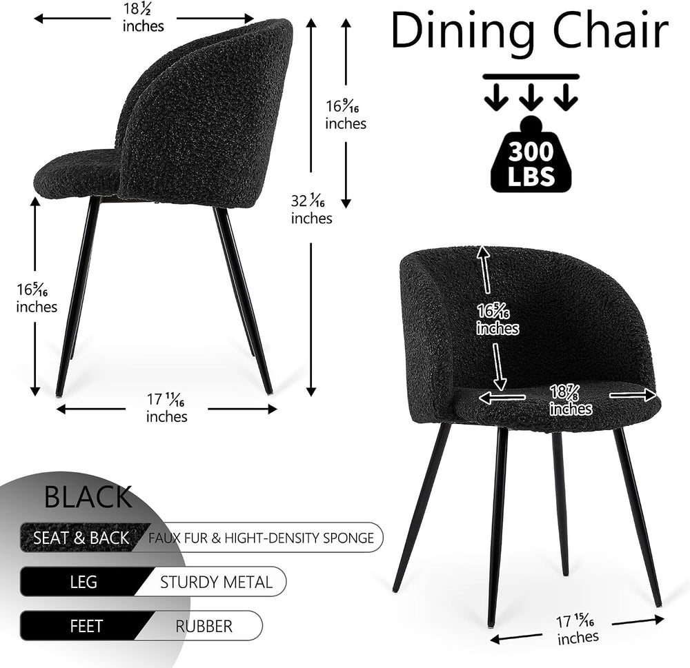 NORDICANA Accent Chairs Set of 2, Fuzzy Sherpa Dining Chairs with Barrel Back...