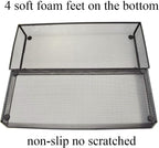 HAHIYO Stackable Mesh Tray Cup 15 x 6 x 2 inches Sturdy Container for Desk Drawer Organizer Collection for Home Office School kitchen Soft Foam Feet No Sharp Edges 1 Pack Black