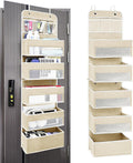 Over The Door Organizer, Behind Door Storage of 5 Compartments, 44 Weight Capacity Bathroom Organizers and Storage, Hanging Organizer for Closet, Room Storage, Lvoy White, 6 Shelf