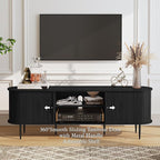 ARTPOWER 70" Modern TV Stand with Tambour Door for TVs up to 80", Entertainment Center with Storage, Fluted Television Consoles for Living Room, Black