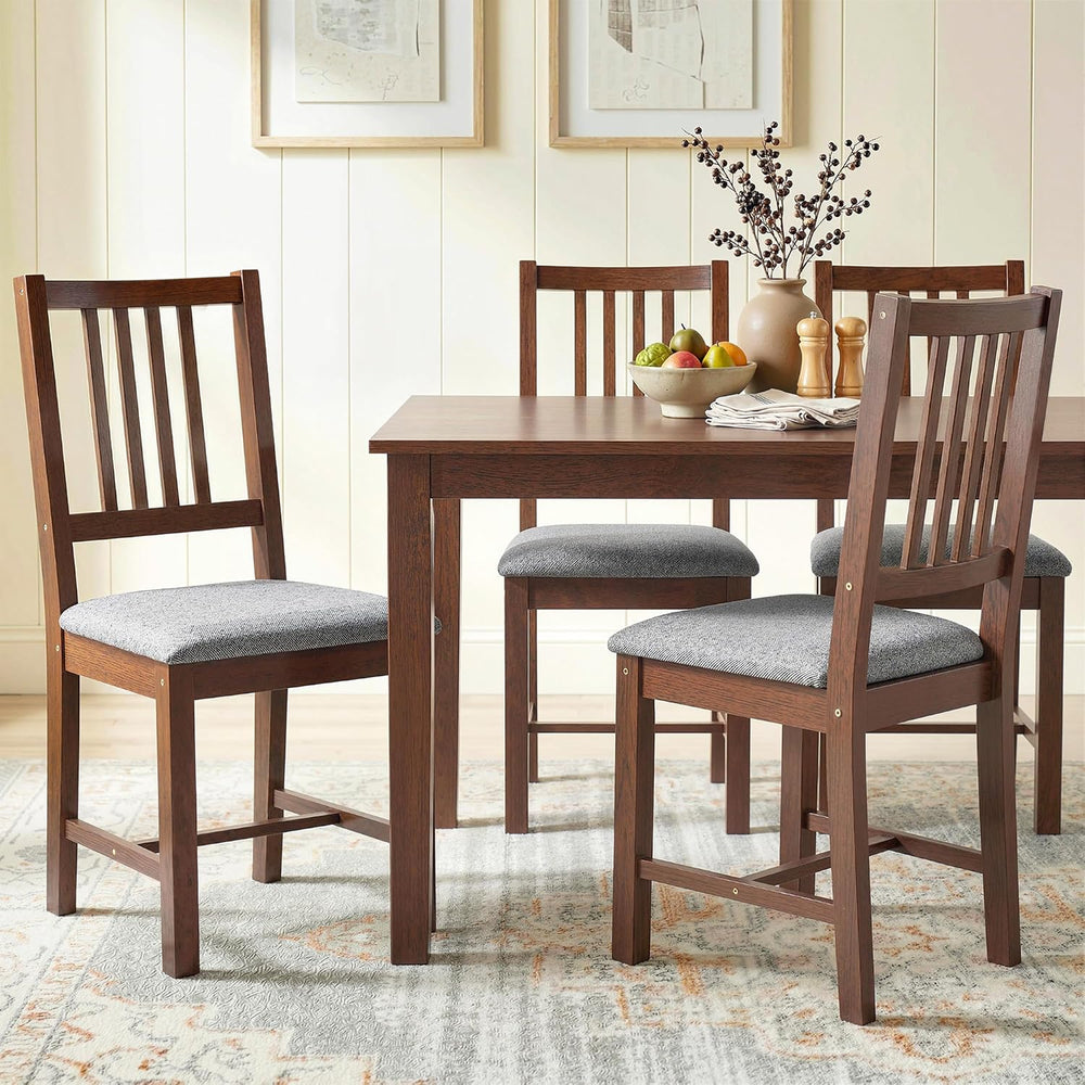 HOMCOM Wooden Dining Chairs Set of 4 with Slat Backrest, Farmhouse, Walnut