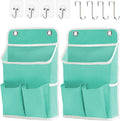 Hanging Basket for Organizing, Wall Organizer with Pockets and Over The Door Organizer，Can for Home, Closet, Office and Camper (2 Green)