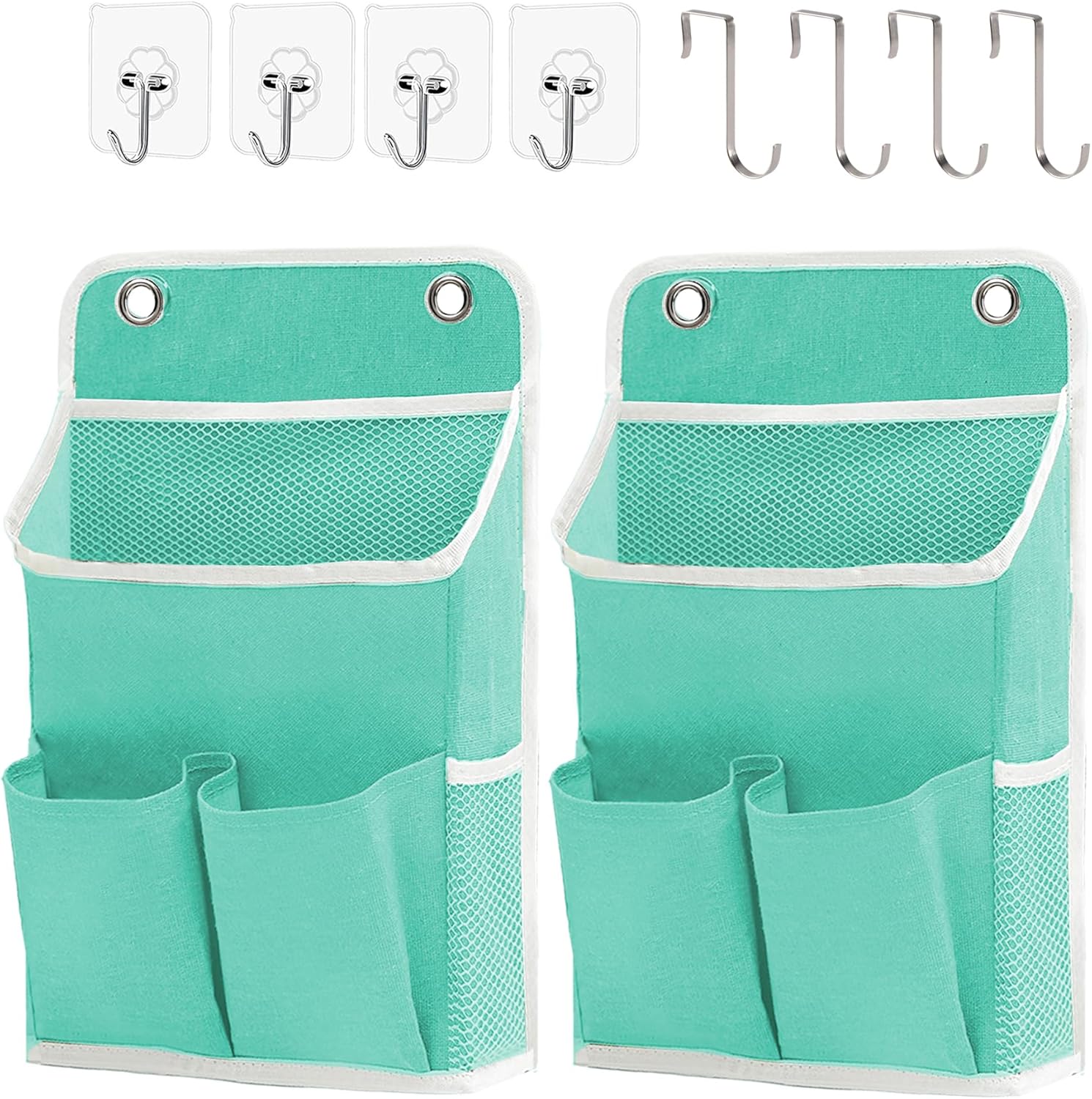 Hanging Basket for Organizing, Wall Organizer with Pockets and Over The Door Organizer，Can for Home, Closet, Office and Camper (2 Green)