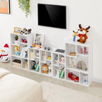 VECELO 5 Cube Modern Bookcases, 3 Tier Bookshelves, 31 Inch High Cubby Storage Organizer, Shelf Hight Up to 12.8 Inches Suit for Most Books, Vertical or Horizontal Use Available,Pearl White