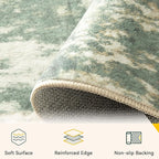 Washable Area Rugs 8'x10' Non-Slip Modern Abstract Soft for Living Room Entryway Bedroom Nursery, Print Pattern, Light Green/Yellow