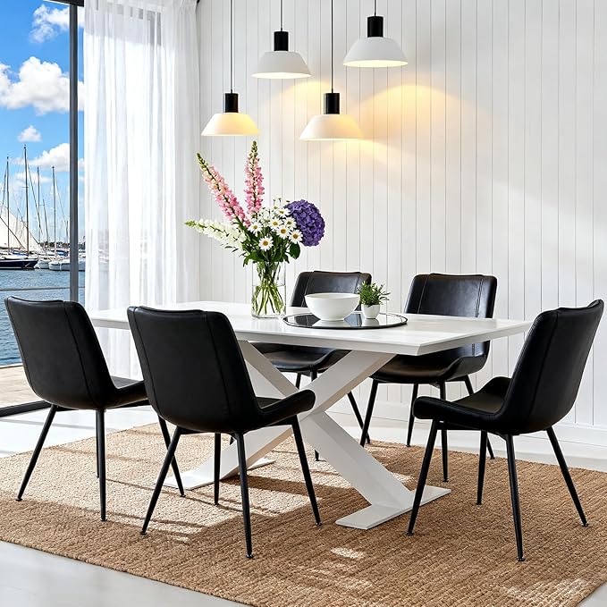 Brage Living Dining Chairs Set of 2, PU Leather Modern Armless Kitchen Dining...