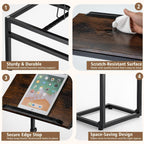 facka C Shaped TV Tray Table, Adjustable Height & 0-60° Tilt for Couch | C Table Sofa Side End Table with Stopper Ledge, Couch Table for Eating, Laptop, Reading & Small Spaces Brown