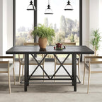 LITTLE TREE 63-Inch Industrial Bar Table with Metal Footrest, Counter Height Pub Table for Kitchen, Home Bar & Entertaining (Black)