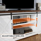IDEALHOUSE Farmhouse TV Stand, Entertainment Center for 65 Inch TV Media Console Cabinet, Barn Doors TV Stand with Storage and Shelves, Modern TV Console Table Furniture for Livingroom (White)