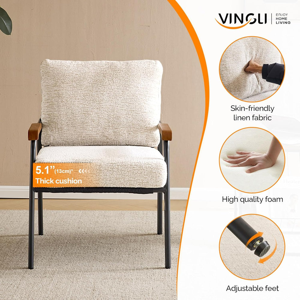 VINGLI Mid-Century Modern Accent Armchiar for Small Space, Small Comfy Uphols...
