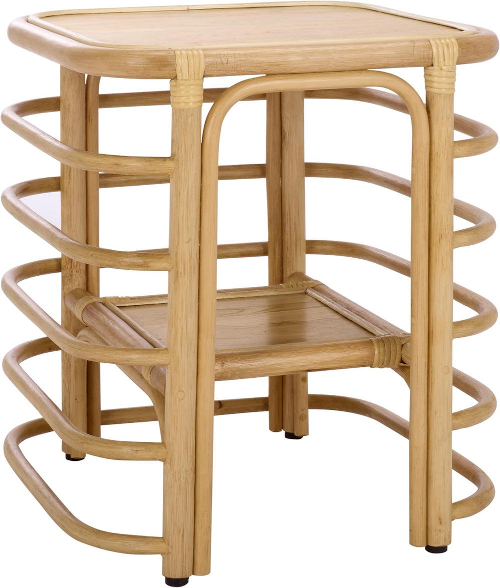 SAFAVIEH Home Collection - Maestro Natural Rattan Accent Table, Tropical Boho...