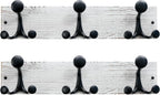 SKOLOO 17-Inch Wood Coat Rack Wall Mount with 3 Triple Hooks - Ideal for Family Entrances, Classrooms, and Pet Supplies Storage - Perfect Coat Hooks for Wall,Distressed White Wash, Pack of 2