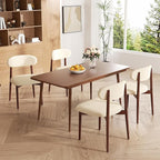 Wooden Dining Chair Set of 4, Modern Dining Chairs with with Curved Back, Linen Fabric Upholstered Kitchen Room Chairs with Adjustable Legs for Farmhouse Dining Living Room,Beige