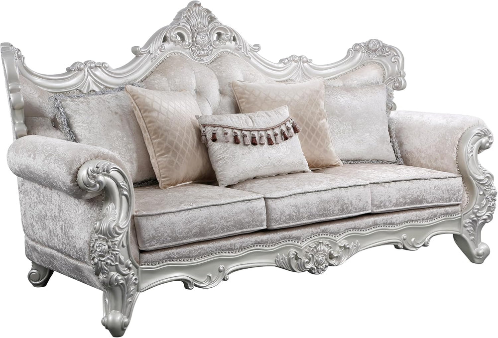 2Pc Living Room Set in with Silver Brush