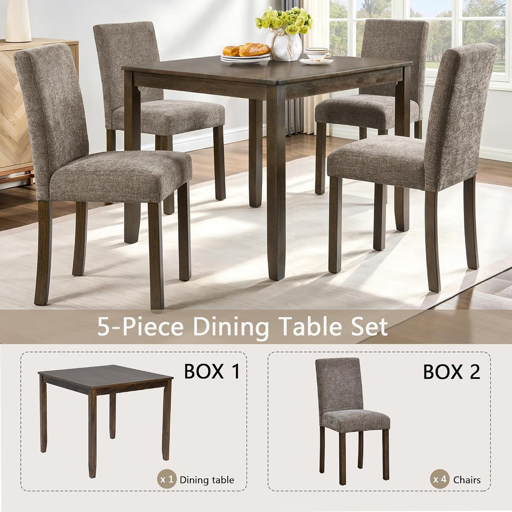 Harper & Bright Designs 5-Piece Dining Table Set with 4 Chairs, 34.5&quot...