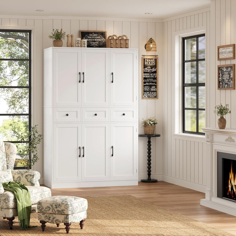 HITHOS 71" Tall Kitchen Pantry Storage Cabinet w/Drawers & Shelves, ...