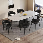 Modern Dining Chairs Set of 6, Upholstered Faux Leather Kitchen Side Chairs with Curved Open Back, Easy Assembly for Dining Room, Restaurant, Cafe, Black