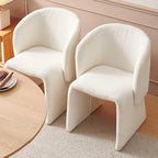 NORDICANA Barrel Dining Room Chairs with Arms, Faux Fur Accent Chairs Set of 4, for Kitchen, Living Room, Upholstered Armchairs, Off-White